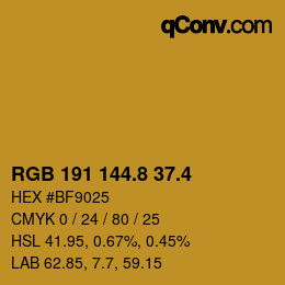 カラーコード: RGB 191 144.8 37.4 | qconv.com