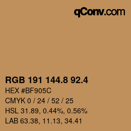 カラーコード: RGB 191 144.8 92.4 | qconv.com