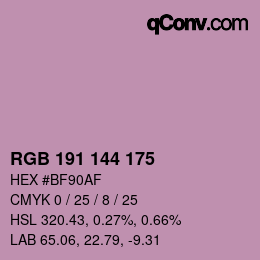 カラーコード: RGB 191 144 175 | qconv.com
