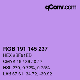 Color code: RGB 191 145 237 | qconv.com