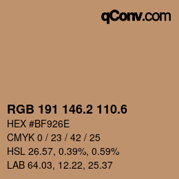 カラーコード: RGB 191 146.2 110.6 | qconv.com