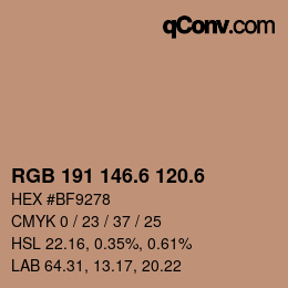 カラーコード: RGB 191 146.6 120.6 | qconv.com