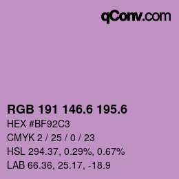 カラーコード: RGB 191 146.6 195.6 | qconv.com