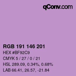 Código de color: RGB 191 146 201 | qconv.com
