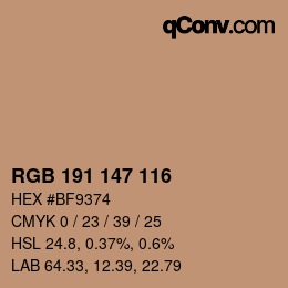 Farbcode: RGB 191 147 116 | qconv.com