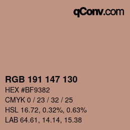 Código de color: RGB 191 147 130 | qconv.com
