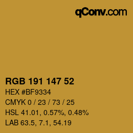 Farbcode: RGB 191 147 52 | qconv.com