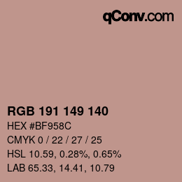 Color code: RGB 191 149 140 | qconv.com