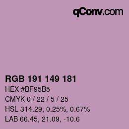 Color code: RGB 191 149 181 | qconv.com