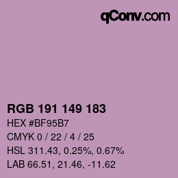 Color code: RGB 191 149 183 | qconv.com