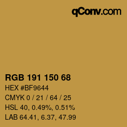 颜色代码: RGB 191 150 68 | qconv.com