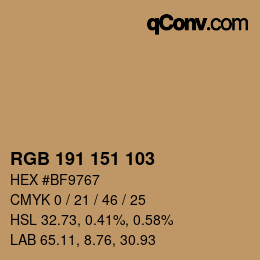 カラーコード: RGB 191 151 103 | qconv.com
