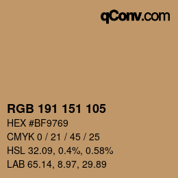 カラーコード: RGB 191 151 105 | qconv.com