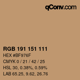 颜色代码: RGB 191 151 111 | qconv.com