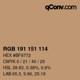 カラーコード: RGB 191 151 114 | qconv.com