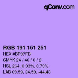 Color code: RGB 191 151 251 | qconv.com
