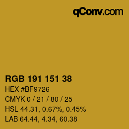 Color code: RGB 191 151 38 | qconv.com