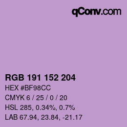 カラーコード: RGB 191 152 204 | qconv.com
