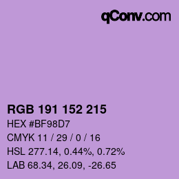 Color code: RGB 191 152 215 | qconv.com