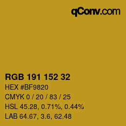 Color code: RGB 191 152 32 | qconv.com