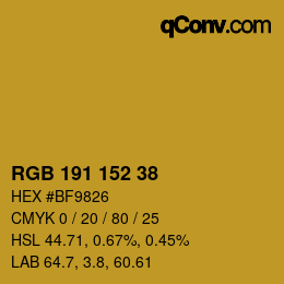 カラーコード: RGB 191 152 38 | qconv.com