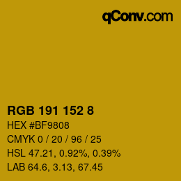 Color code: RGB 191 152 8 | qconv.com
