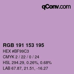 Código de color: RGB 191 153 195 | qconv.com