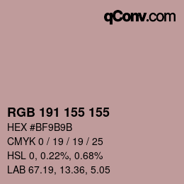 Código de color: RGB 191 155 155 | qconv.com