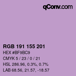 Farbcode: RGB 191 155 201 | qconv.com