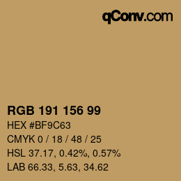 カラーコード: RGB 191 156 99 | qconv.com