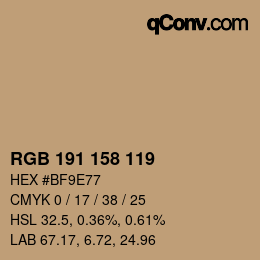 カラーコード: RGB 191 158 119 | qconv.com