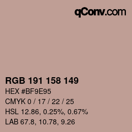 Color code: RGB 191 158 149 | qconv.com