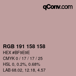 Color code: RGB 191 158 158 | qconv.com
