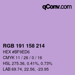 カラーコード: RGB 191 158 214 | qconv.com