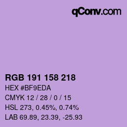 Color code: RGB 191 158 218 | qconv.com