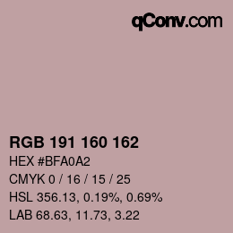 Color code: RGB 191 160 162 | qconv.com