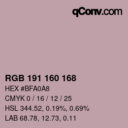 Code couleur: RGB 191 160 168 | qconv.com