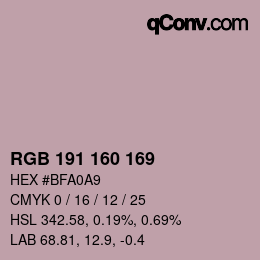 Color code: RGB 191 160 169 | qconv.com