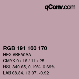 Color code: RGB 191 160 170 | qconv.com