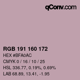 Color code: RGB 191 160 172 | qconv.com