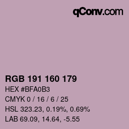 Color code: RGB 191 160 179 | qconv.com