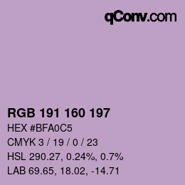 Color code: RGB 191 160 197 | qconv.com