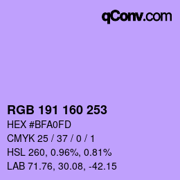 Color code: RGB 191 160 253 | qconv.com