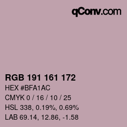 Color code: RGB 191 161 172 | qconv.com