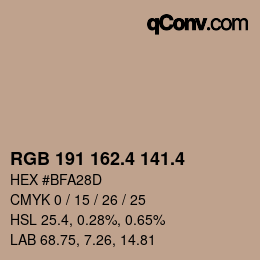カラーコード: RGB 191 162.4 141.4 | qconv.com