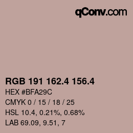 カラーコード: RGB 191 162.4 156.4 | qconv.com