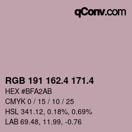 カラーコード: RGB 191 162.4 171.4 | qconv.com