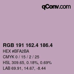 カラーコード: RGB 191 162.4 186.4 | qconv.com