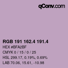カラーコード: RGB 191 162.4 191.4 | qconv.com