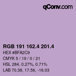 カラーコード: RGB 191 162.4 201.4 | qconv.com